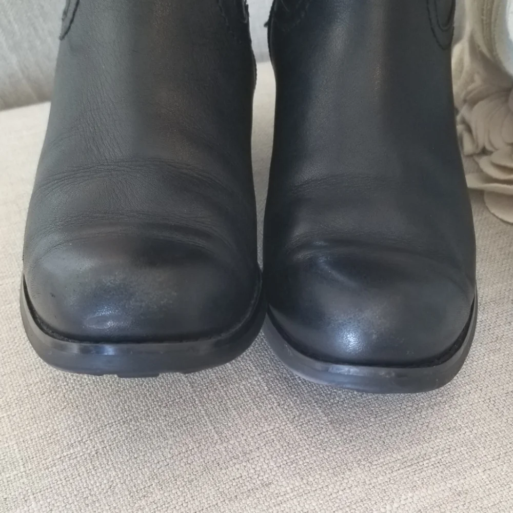 Blondo Black Tall Leather Riding Boot Side Zip Round Toe Block Heel Waterproof